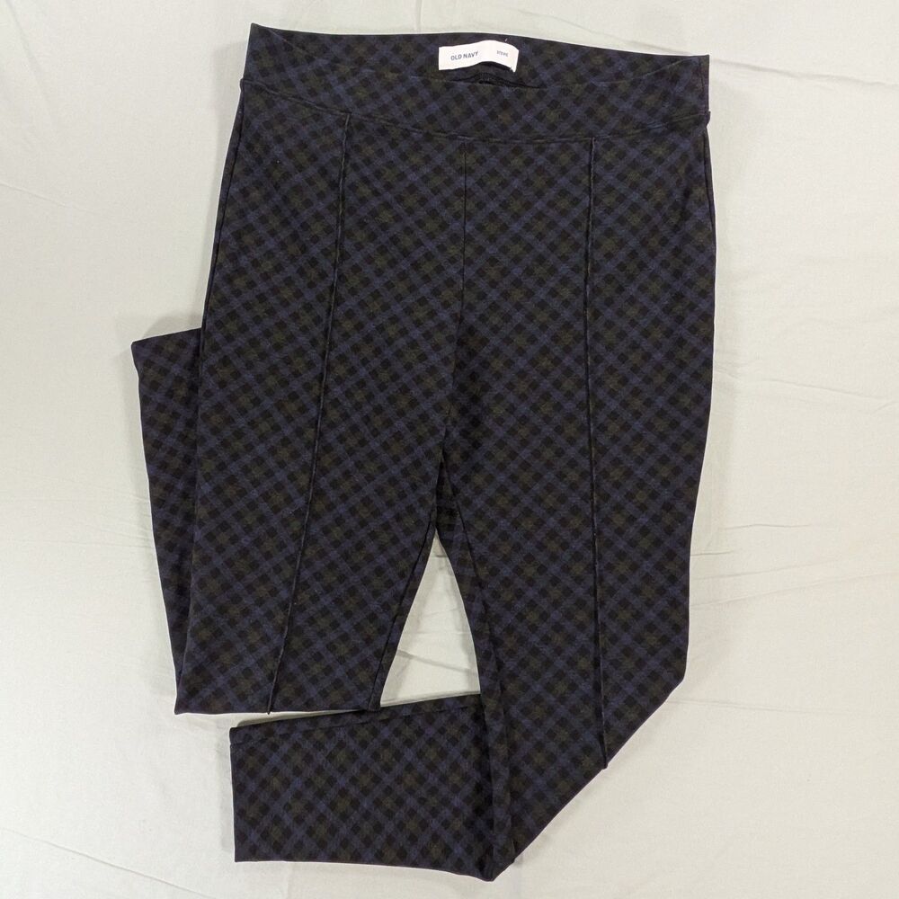 Old Navy Stevie Black Blue Gray Ankle Leggings Women's Large Elastic Waist
